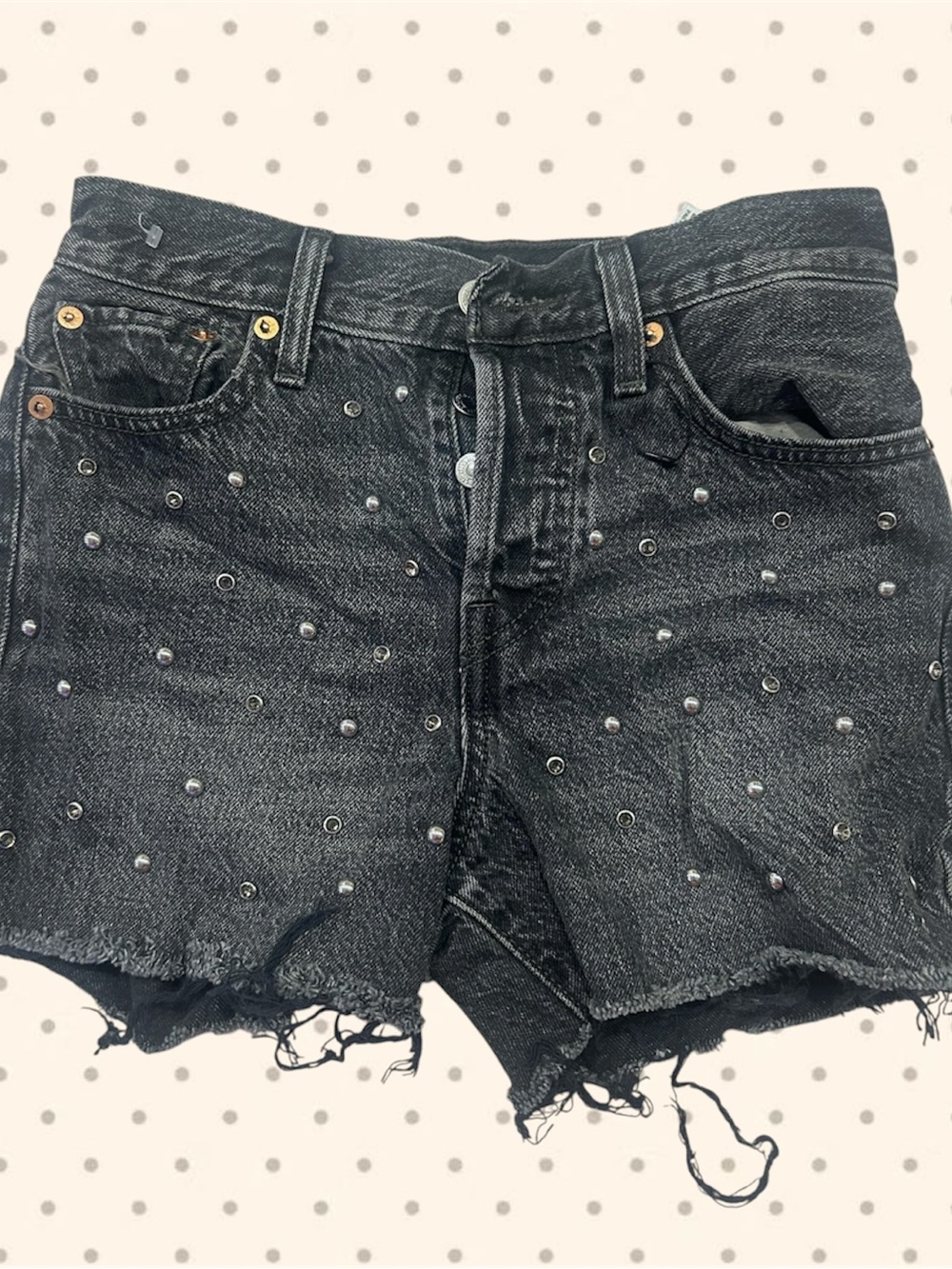Levi’s Wedgie Black Studded Denim Shorts Size 25